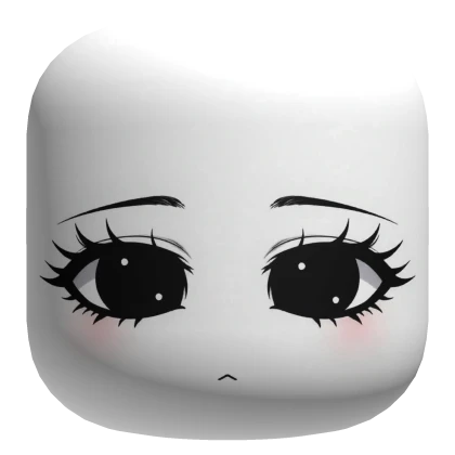 Cute Pretty Face with Black Eyes - White