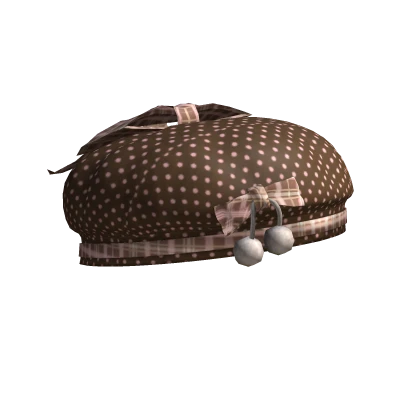♡ Cutesy Neapolitan Polka Dot Beret w/ Plaid Bow