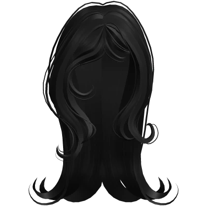 ♡ long swooped girly hair in black