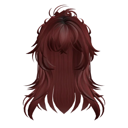 Dark Red Anime Half-Up Hair