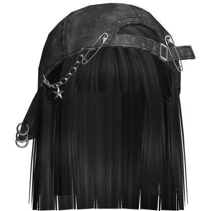Short Emo Hair w/Distressed Backwards Cap (Black)