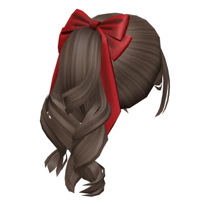  Wavy Flowy Ponytail w/ Red Christmas Bow (Brown)