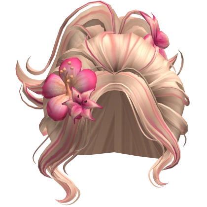 ♡ Preppy Summer Swirl Updo w/ Pink Flower (Blonde)