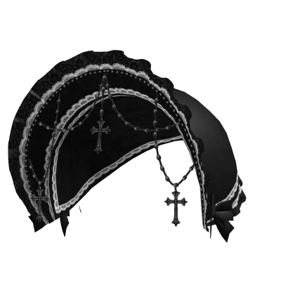 gothic beaded cross bonnet headdress black & white