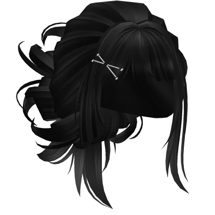 Messy Anime Bun With Hair Clips (Black)