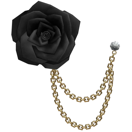 Black Rose Vintage Lapel Pin With Golden Chains