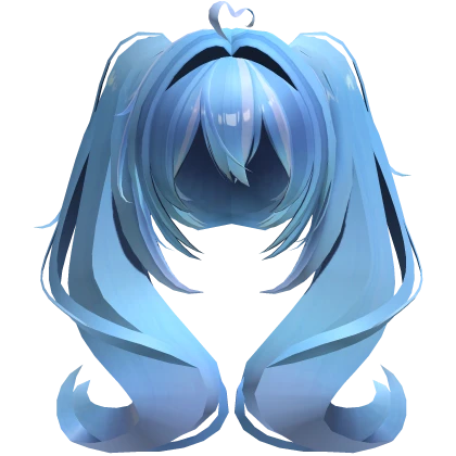 Curly Blue Twintails W Heart Ahoge Miku Hair