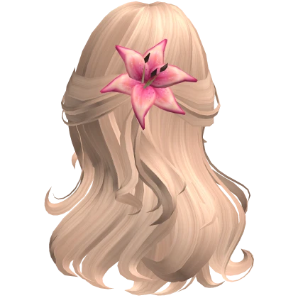 ♡ blonde summer half up hair with pink flower