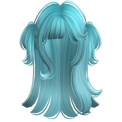 Anime Long Straight Messy Pigtails (Teal)