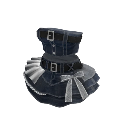🍀Y2K Denim Top & Skirt Outfit (Navy Blue)