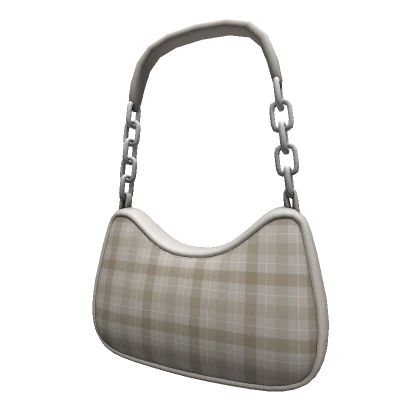 Beige Plaid Shoulder Bag