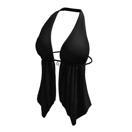 Hem Halter Neck Top Black Y2K Baddie Tee Shirt