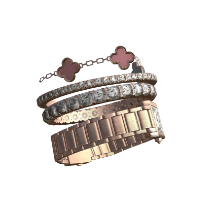 Left Stacked Luxury RoseGold Clover Bracelet Watch