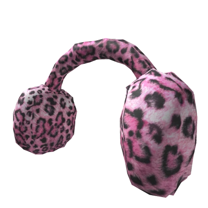 Fluffy Pink Leopard Earmuffs