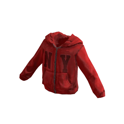 Red NY Zip-Up Hoodie