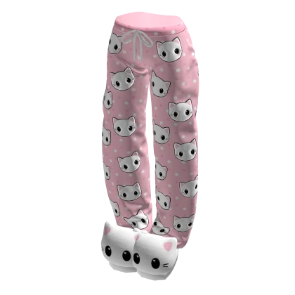 Pink Kitty Pjs w/ Slippers