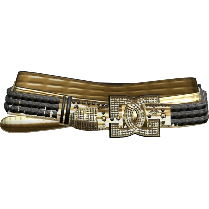 Y2K Studded Gyaru Rhinestone Scene Belt Gold Black