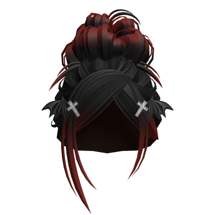 Gothic Messy Halloween Bun (Black to Red)