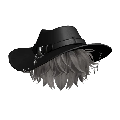 Black Ombre Messy Hair w/ Fedora