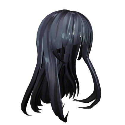 Dark Blue Long Anime Hair with Bangs