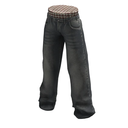 Vintage Blue Jeans w Plaid Boxers