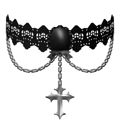 gothic lace choker & cross 3.0 black silver