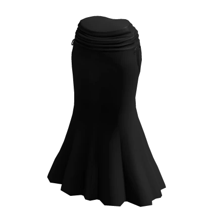 Black Ruched Mermaid Tail Long Skirt