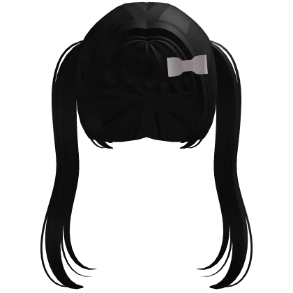 ♡ : black pretty pigtails w/ pink bow