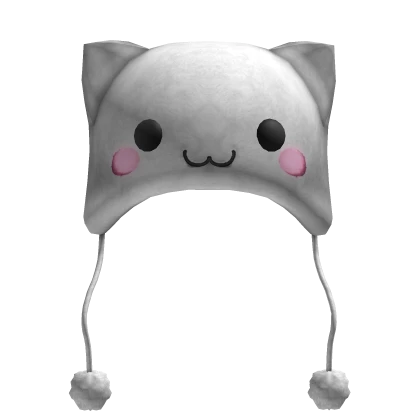 Cute Fluffy White Cat Beanie