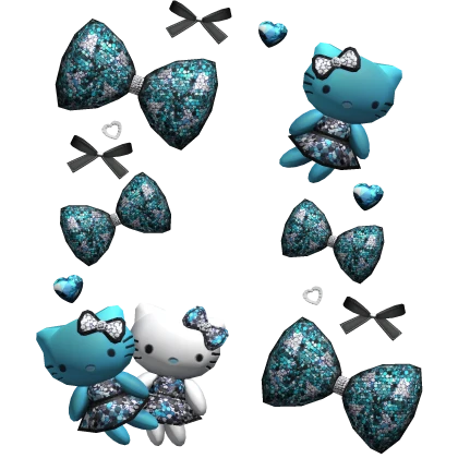 Scene Blue Kitty Plushies Aura Charms Bows Gyaru