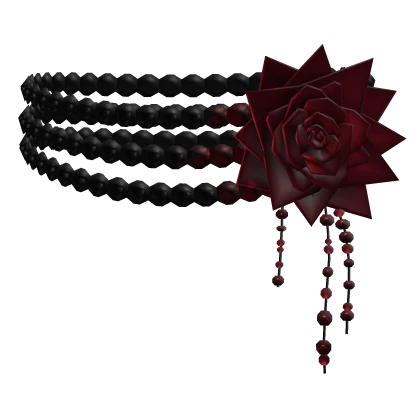 gothic black pearl choker w flower