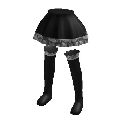 Kawaii Floral Lace Skirt And Socks Black