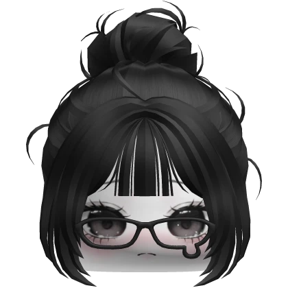 Kawaii Teary Glasses Bun Hair 💧