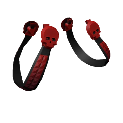 (3.0) Y2K Skull Studded Suspenders - Black and Red