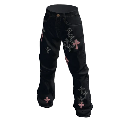 Chrome Fats Denim Jeans Pink/Black
