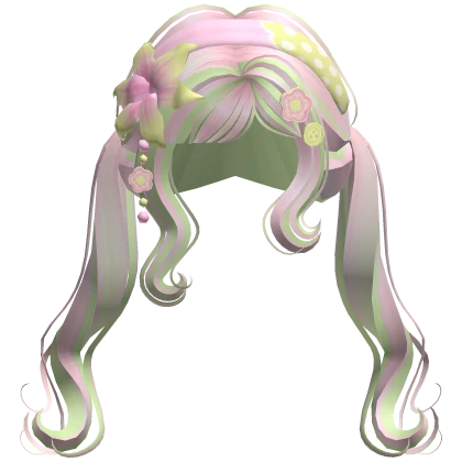 ♡ igari pigtails w/ pink & green charms (pink)