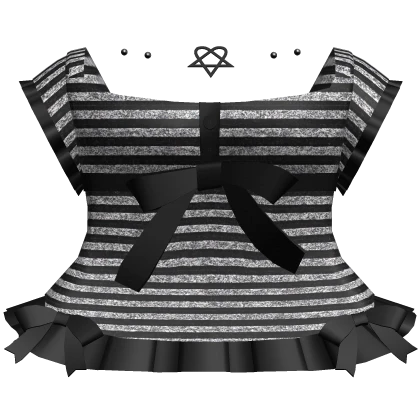 🖤 gothic striped heartagram dress black white