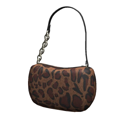 Fuzzy Leopard Baguette Bag