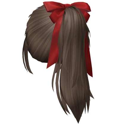 Classic Ponytail w/ Red Christmas Bow (Brown)