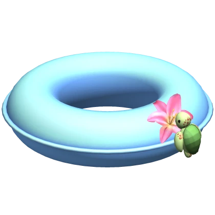 Summer Flower and Turtle Swimming Floatie in Blue