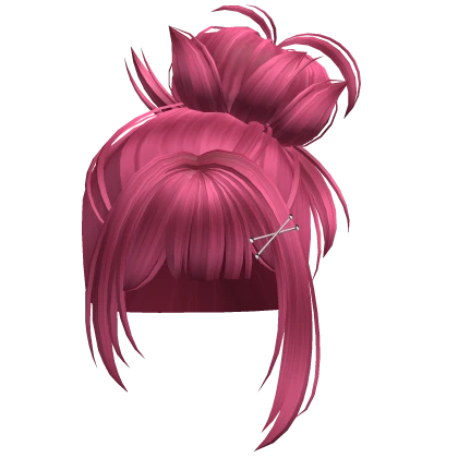 Cute Messy Slanted Bun (Hot Pink)