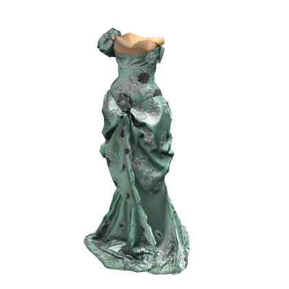 ʚ♡ɞ Teal Green Couture Silk Gown Dress