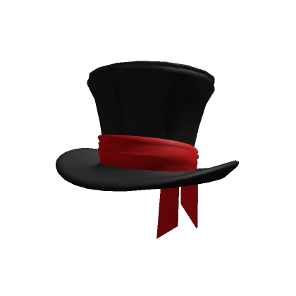 Black Tophat with Red Ribbon