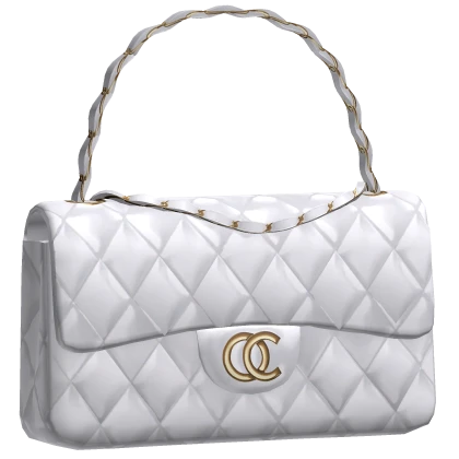 Uptown Quilted Handbag (White, Gold)