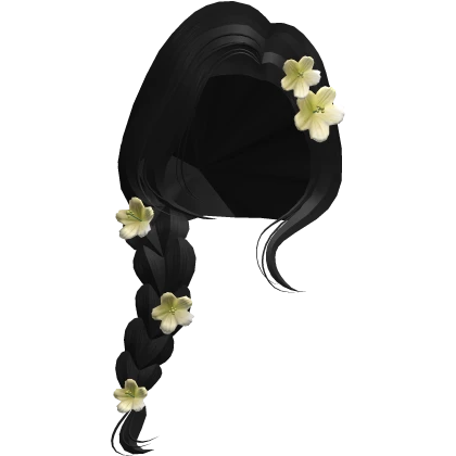 Black Side Braid Hair Yellow White Flowers