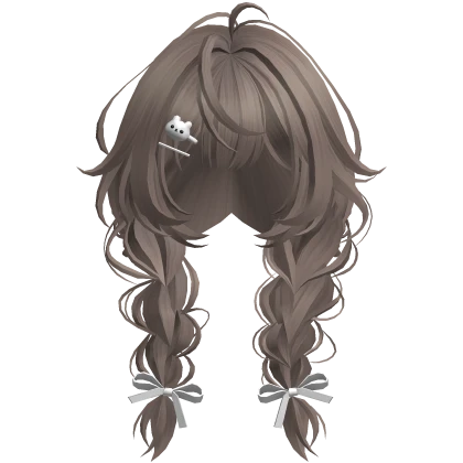 Light Brown Braided Pigtails w/ Teddy Bear Clips