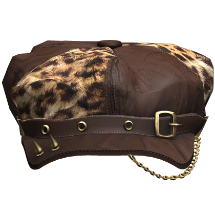 Leopard Vintage Brown Cap Gold Spikes Mcbling Y2K