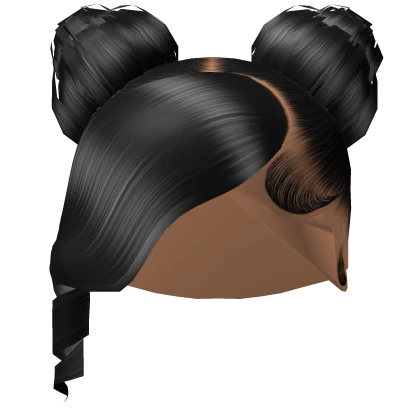 Top knot space buns /w swoop bang - black