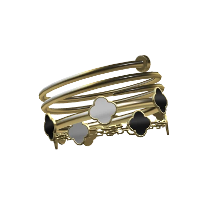 Gold Bangle Clover Bracelet Left