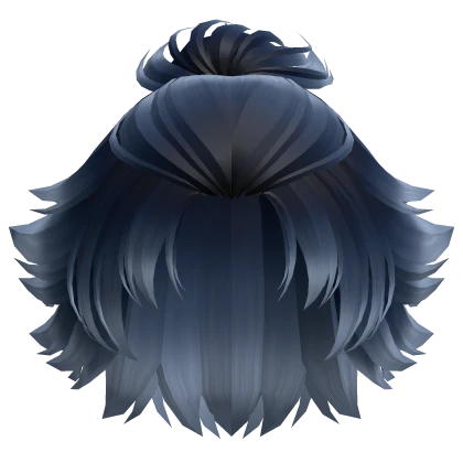 Wavy Anime Ponytail Boy Hair (Blue Ombre)